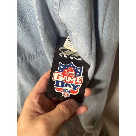 Vintage ‘99-‘00 St. Louis Rams Embroidered Denim Button Up Shirt By The Edge NWT - Picture 4 of 5